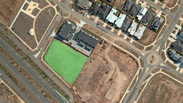 An aerial of the site where 212 apartments are proposed.  