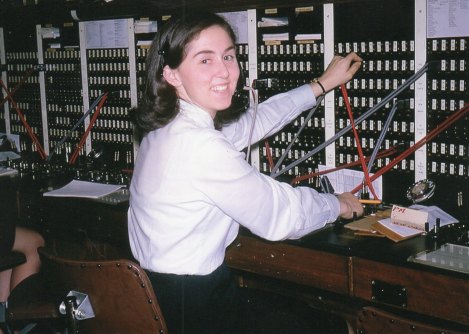 Gloria Velleley working on the international telephone exchange at the GPO Building.