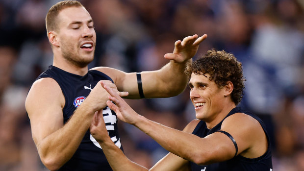 Harry McKay and Charlie Curnow kicked 10 goals between them against North Melbourne.