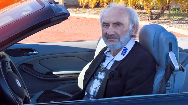 Jerzy Dyczynski, the father of MH17 victim Fatima Dyczynski, driving his daughter's beloved BMW after it was finally brought from Amsterdam to Perth and registered. 