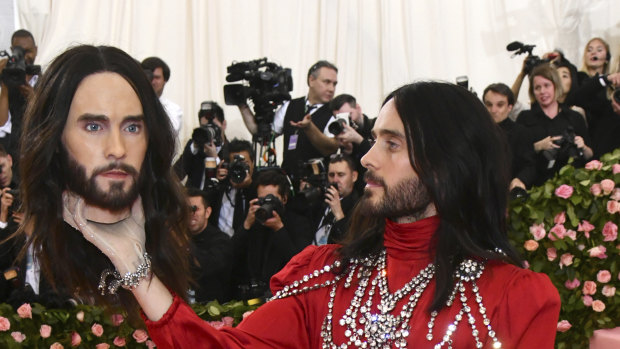 Stimulating conversation: Jared Leto and his severed head at the Met Gala.
