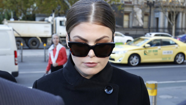 Belle Gibson arrives at Federal Court on Tuesday.
