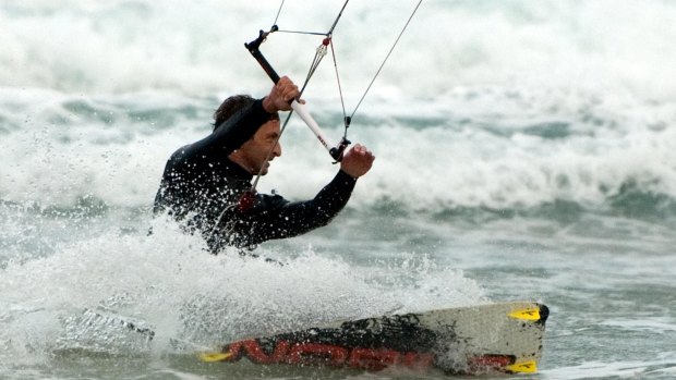 Rob Parker kite surfing.