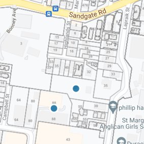 The sites at 37 Lapraik Street in Ascot and 88 Lever Street in Ascot. The location of Highlands Street can also be seen in relation to the land.