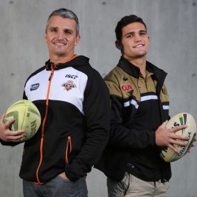 All in the family: Tigers coach Ivan Cleary with son Nathan.