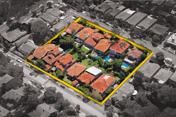 Doze casas foram fundidas em um único local de desenvolvimento em Mosman