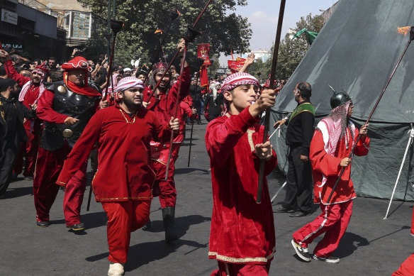 Actors in Iran re-enact the battle of Karbala to observe Ashoura.