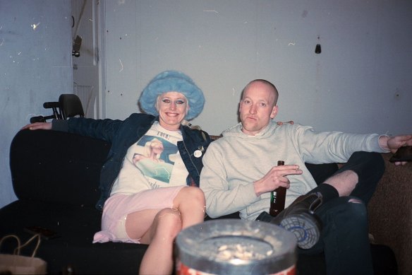 Taylor with her fiancé, Melbourne filmmaker John Angus Stewart.