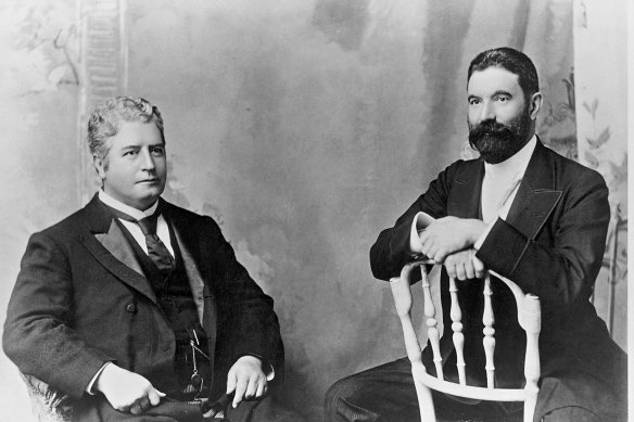 Edmund Barton (left) and Alfred Deakin, two fathers of the federation and the first two prime ministers of Australia.