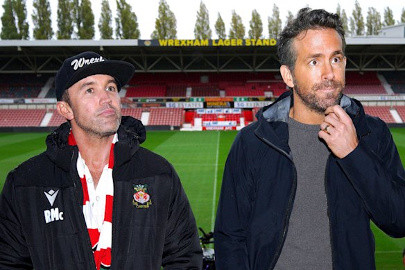 Rob McElhenney, left, and Ryan Reynolds aren’t football experts but are determined to see Wrexham rise to the top. 