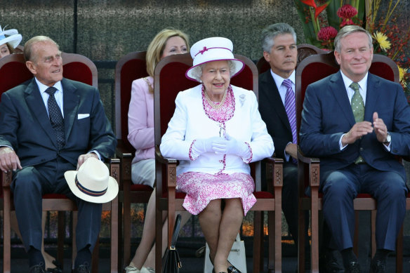 Prince Philip, Duke of Edinburgh, Queen Elizabeth ll and Premier Colin Barnett. 