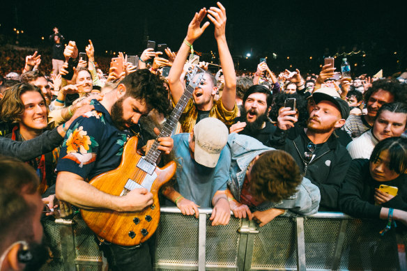 Foals performing at Splendour in the Grass on Friday.