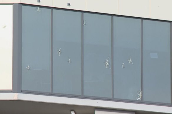 Multiple shots were fired into a business at Wetherill Park.