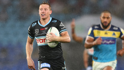 ‘He’s electric’: Olympian bags long-range try as Sharks defeat Titans