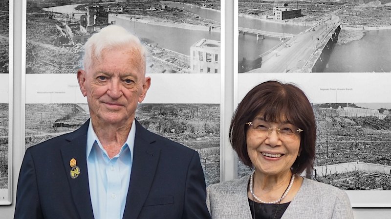 They were on opposing sides at Hiroshima in 1945. Now, they’re campaigning together