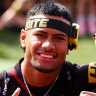 Crichton with Panthers and Samoa teammates Brian To’o and Jarome Luai after the grand final win.