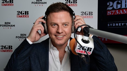 Ben Fordham after his first breakfast show broadcast at 2GB studio. 