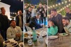 The Sydney Roosters players are entertained at super fan Josh Brandon’s LA home.