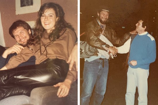 Left: Peter FitzSimons and Deborah before his epic trip. Right: Rovigo train station, setting off for Brindisi with all my worldly possessions.