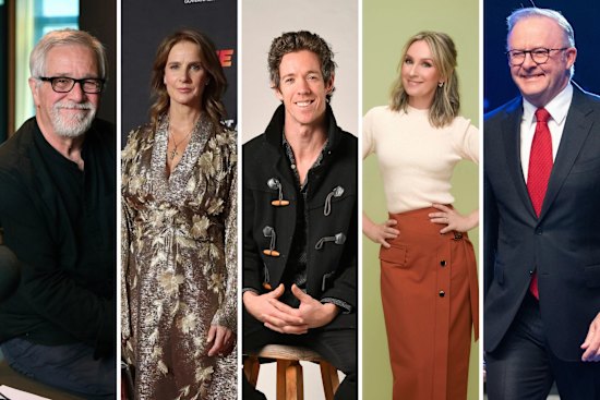 From left: Neil Mitchell, Rachel Griffiths, Bob Murphy, Lisa McCune, Anthony Albanese.