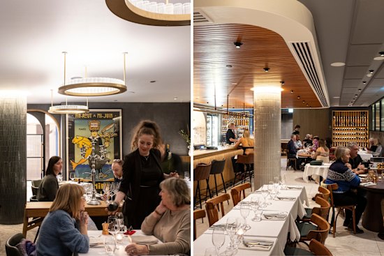 Baix restaurant dining room (left) and 81 Bay wine bar in Brighton.