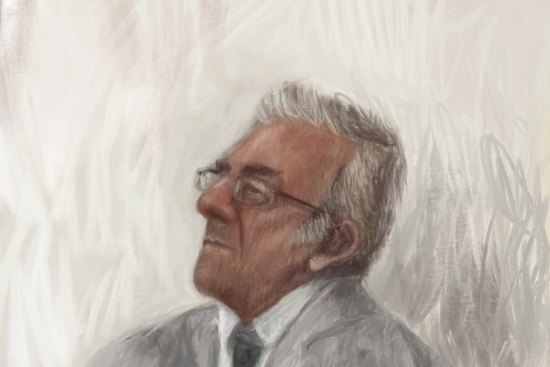 A court sketch of Perry Kouroumblis.