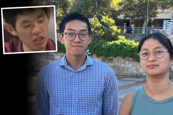 Jefferson Do (inset) family speak outside Joondalup Magistrates Court on Friday, May 17. Picture: Rebecca Peppiatt/9News Perth