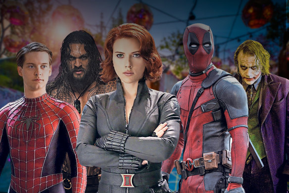 Films featuring Spider-Man, Aquaman, Black Widow, Deadpool and Heath Ledger’s Joker are among Australia’s most popular. 
