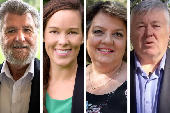 Local council candidates Mark Croxford, Elle Prevost, Serena Copley and Fred Campbell. 