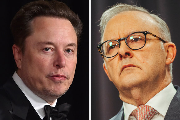 Elon Musk has hit back at Prime Minister Anthony Albanese, accusing him of censorship.