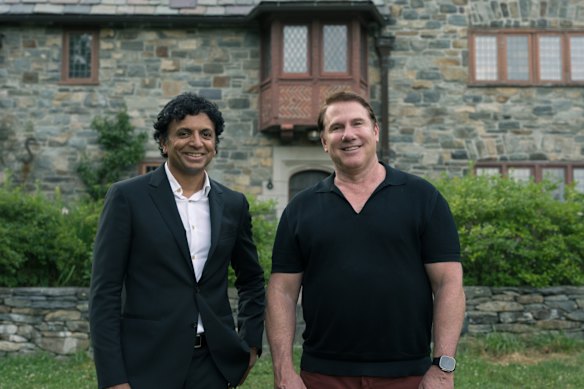Filmmaker M Night Shyamalan, left, and novelist Nicholas Sparks, who have collaborated on Remain.