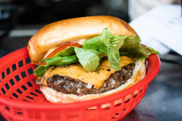 Mary's classic Mary's Burger with oak lettuce and signature sauce.