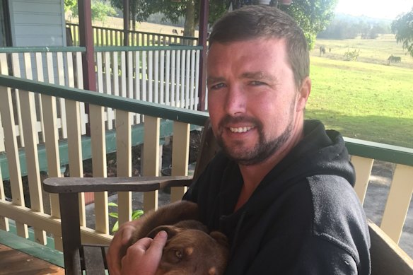 Dominic McCabe, who took his life in February, with dog Billy. The NSW man had long struggled with mental health and was on prescription medicines via his NSW doctor and psychiatrist. Unbeknownst to his family or doctors, he was also prescribed cannabis by Melbourne-based provider Dispensed.