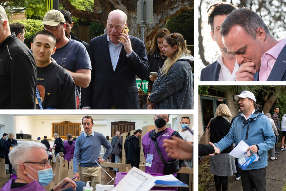 Clockwise from top: Trent Zimmerman, Tim Wilson, Jason Falinski and Dave Sharma.