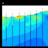 Dateline Resources is using a high-tech, 150-metre grid, 1D and 2D resistivity survey to measure variations in electrical conductivity at the company’s US Colosseum gold and rare earths project. The vertical bars represent 1D inversion models, while the coloured background shows the interpolated 2D inversion across the entire section. 