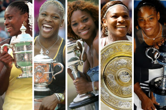 Serena Williams, grand slam titles won between 1999 and 2017.
