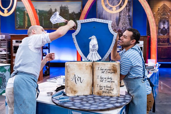 Contestants Stefan Rose and Andy Ortega with another creative creation. 