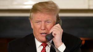 Donald Trump, pictured last month, has been claiming contrary to evidence that he defeated Joe Biden.