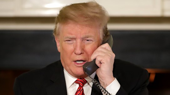 Donald Trump, pictured last month, has been claiming contrary to evidence that he defeated Joe Biden.