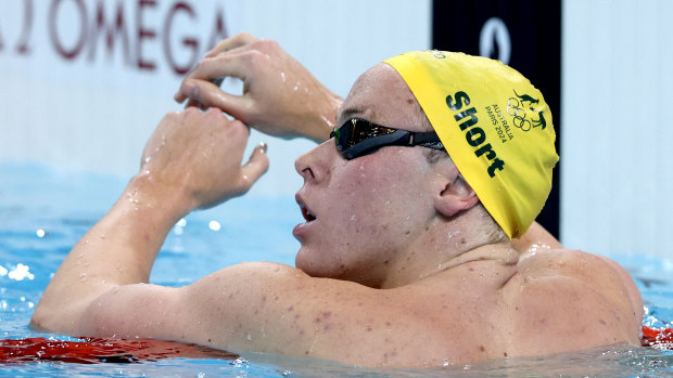 Sam Short doesn’t like what he sees of his time in the 800m heats.