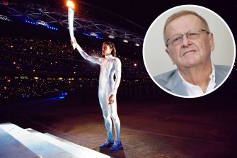 Cathy Freeman, who lit the flame at Sydney 2000, and John Coates.