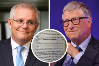 Scott Morrison underlined sections of Bill Gates’ book on how to beat climate change as he prepared to shift his government towards a net zero emissions target.