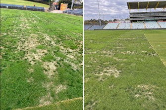 The field at Campbelltown Stadium. Macarthur FC’s opening match of the A-League Men’s season was relocated because of the state of the surface.