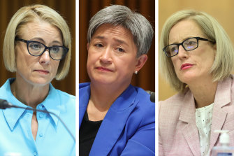 Labor senators Kristina Keneally, Penny Wong and Katy Gallagher.