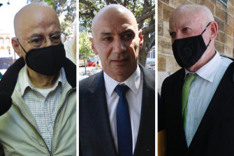 Eddie Obeid, Moses Obeid and Ian Macdonald on October 21 before they were sentenced.