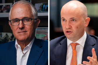 Dumped: Former prime minister Malcolm Turnbull, left, has been removed as head of a state government advisory body on climate change by Energy and Environment Minister Matt Kean, right.