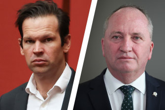Barnaby Joyce backer Matt Canavan (left) opposes the net-zero target.