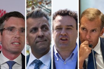 The contenders: Dominic Perrottet, Andrew Constance, Stuart Ayres and Andrew Constance