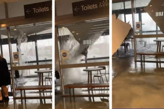 The roof at the entrance of a Penrith shopping centre collapsed after heavy rainfall.