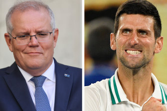 Australian Prime Minister Scott Morrison and world tennis No.1 player Novak Djokovic.